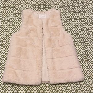 Zara kids soft faux fur cream vest 9-10